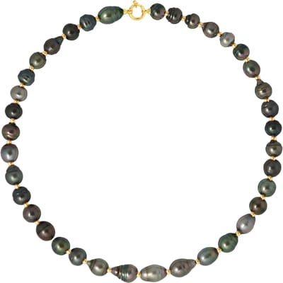 Choker Ketting Tahitian Parels Ringed 10-11mm Luxury Geel gouden gesp