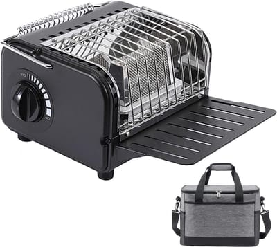 Draagbaar Gasfornuis - Campingkachel Verwarmer - Koken en Verwarmen - Snelle Verwarmingsfunctie - 17x16x13 cm - Zwart
