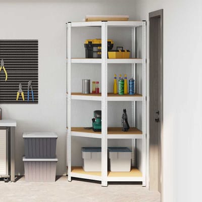 vidaXL - Hoekplank - met - plank - Zilver - 90 - x - 90 - x - 198 - cm - Bewerkt - hout