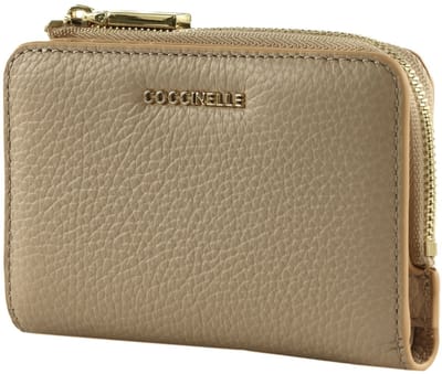COCCINELLE Leren portemonnee Metallic Soft Wallet Rosette beige