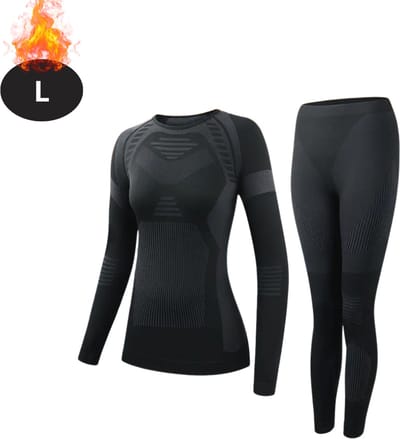 Bovista Thermokleding Dames - Thermobroek - Thermoset - Thermolegging - Winter - Thermoshirt - Zwart - L