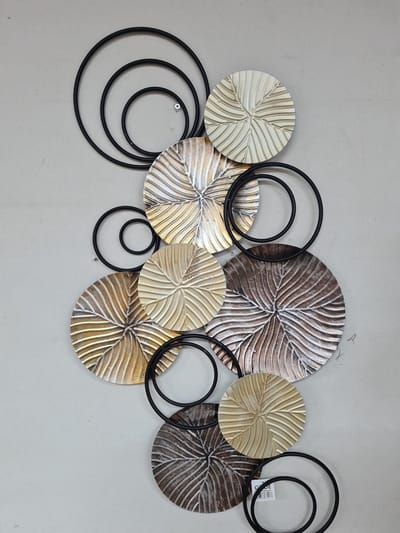 Metalen muurobject ringen GOUD muurdecoratie 97 cm x 48 cm