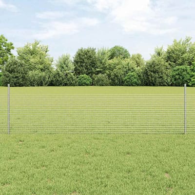 vidaXL - gelast - draadhek - met - palen - 10 - x - 0,5 - m - Gegalvaniseerd - staal - Mesh