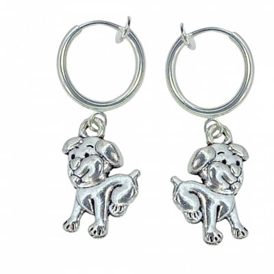 Klem oorbellen- hond- zilverkleur-geen gaatje-Charme Bijoux