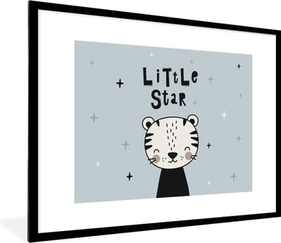 Poster in lijst - Fotolijst 80x60 cm - Posters - Spreuken - Little star - Baby - Quotes - Kids - Kinderen - Jongens - Meiden - Posterlijst zwart - Decoratie - Wanddecoratie woonkamer - Muurdecoratie slaapkamer