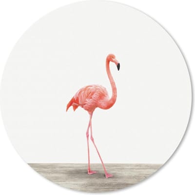 Muismat rond 20x20 cm - Mousepad Dieren - Flamingo - Roze - Ronde muismatten