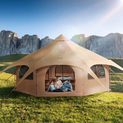 Canvas Tent, 4 Seizoenen 5 m/16,4 ft Bell Tent, Canvas Tent voor Kamperen met Kachelpijpuitgang, Ademend Yurt Tent voor tot 8 Personen, Familie Kamperen Buiten