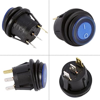Ronde 12V LED Tuimelschakelaar - Blauwe ON/OFF Rocker Schakelaar 2-polig voor Auto en Boot