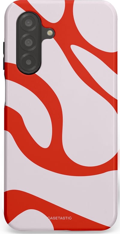 Casetastic hoesje geschikt voor Samsung Galaxy A26 - Dubbellaagse bescherming - Oranje Witte Pebbel Stenen - Fashion Case - Lichtgrijs Rood
