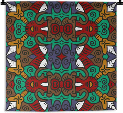 Wandkleed - Wanddoek - Afrika - Patronen - Abstract - Groen - 90x90 cm - Wandtapijt