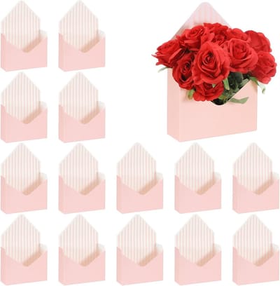 Omgoods - 20 Stuks Papieren Bloemen Bouquet Verpakkingen - Roze