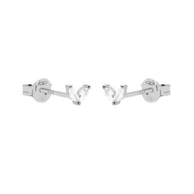 Karma Oorknoppen Tiny Double Leaves Crystal