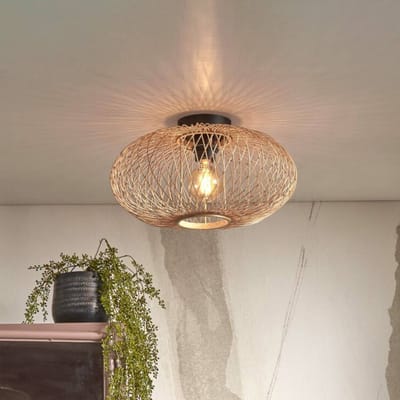 Good & Mojo Good &amp; Mojo Plafondlamp Cango, naturel, Ø 40 cm, hoogte 20 cm