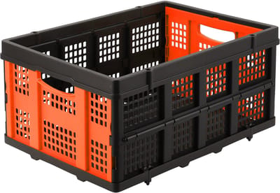 Opvouwbare Opbergkrat 55L - Stapelbare Plastic Krat Met Handgrepen - 40 x 56 x 26 cm - Oranje