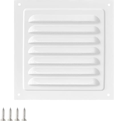 Ventilatierooster met Jaloezieën - Muurrooster Afdekking - Ventilatie Buitenmuur - Verstelbare Lamellen - 150 x 150 mm - Wit