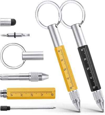 Multifunctionele Balpen 6 in 1 met Sleutelhanger - Origineel Cadeau voor Vader, Gadget voor Mannen en Vrouwen, Handig en Grappig Geschenk