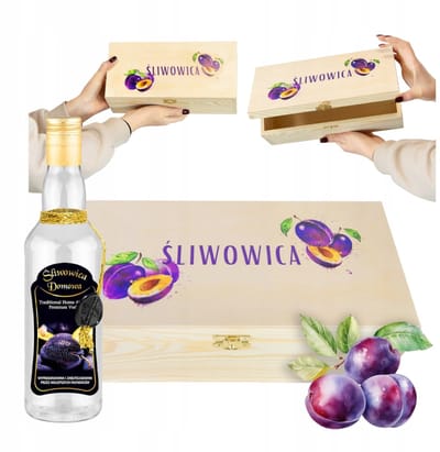 Bimberek - Houten Doos voor Śliwowica - Decoratieve Fles - 500 ml - Geschenkset