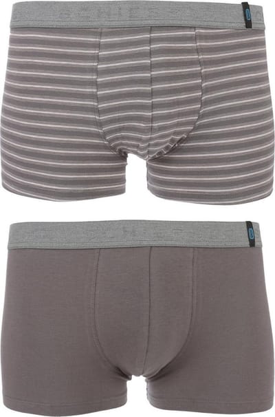 Schiesser - 2-pack Low Rise Trunk Boxershorts Gestreept / Taupe - XXL