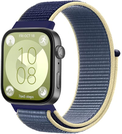 Strap-it Nylon bandje met klittenbandsluiting - geschikt voor Huawei Watch Fit 3 / Watch Fit 4 / Watch Fit 4 Pro / Watch Fit 5 / Watch Fit 5 Pro (oceaan blauw)