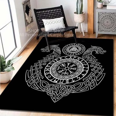 Meerdere Maten Viking Totem Bedrukt Tapijt voor Woonkamer Slaapkamer Bank Thuisdecoratie Antislip Vloermat Modern Tapijt Grote Maat 40x60cm (16x24in)