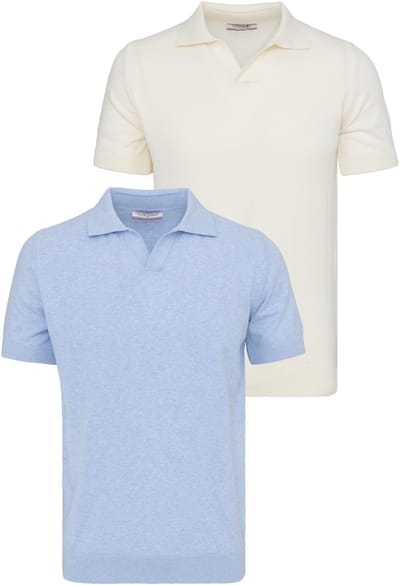 Felix Hardy Polo Shirt Korte Mouwen 100% Katoen - 2 Pack Heren Ecru-Blauw - 2Xl