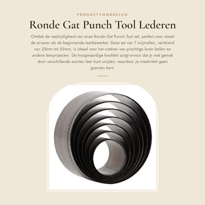 Dailygoods- Gatpons Set van 7 - Ronde Snijmal - Lederen Cutter - Multifunctioneel - Hoge Sterkte - Eenvoudig te Gebruiken - Pons