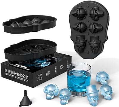 Dailygoods- IJsblokjesvorm 3D Schedel - IJsblokjesvorm Siliconen - IJsblokjesvorm BPA Vrij - IJsblokjesvorm Groot - IJsblokjesvormen met Deksel - Temperatuurbestendig van -40 tot 230 °C - Siliconen Vorm