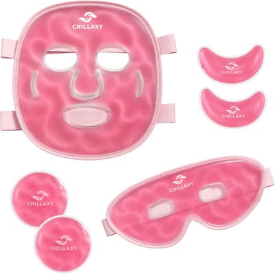 Chillaxy - Koelmasker set - Cold masker - Migraine masker - Oogmasker - ijsmasker - Gezichtsmasker - Roze