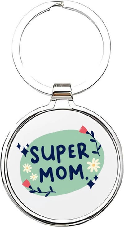 Akyol - super mom Sleutelhanger - Moeder - de liefste moeder - moeder sleutelhanger - mama sleutelhanger - sleutelhanger mam - familie sleutelhanger - moederdag cadeautje - mama cadeau - mom - stiefmoeder - schoonmoeder - mothersday - 4 x 7,5 CM
