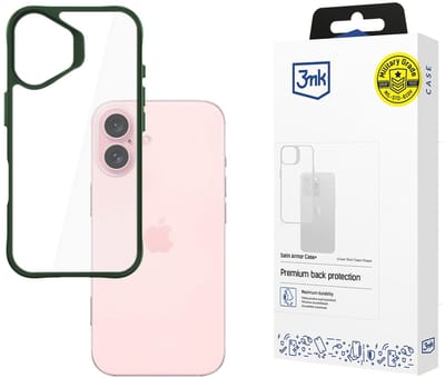 3mk Satin Armor Case+ Green for Apple iPhone 16 - transparent