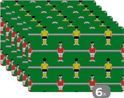 Placemat - Placemats kunststof - Patronen - Voetbal - Sport - 45x30 cm - 6 stuks - Hittebestendig - Anti-Slip - Onderlegger - Afneembaar