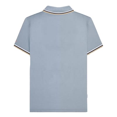 Lambretta Heren SS25 Triple Tipped Groot & Lang Poloshirt (Dusky blauw/wit/navy/crème)