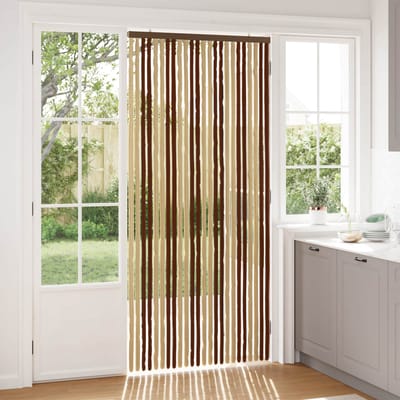 vidaXL - Insecten - Gordijn - Chenille - Bruin - en - Beige - 100 - x - 220 - cm - 100% - PP