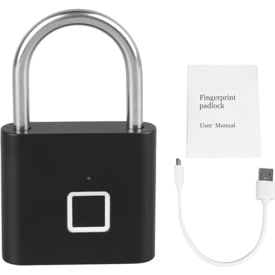 Vingerafdruk Hangslot Sleutelloos Waterdicht Biometrisch Elektronisch Slot USB Oplaadbaar gray