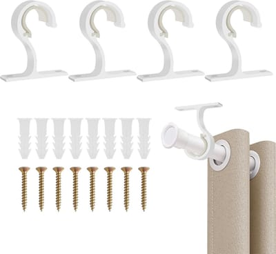 4 stuks gordijnroedehouder ø 25-28 mm aluminiumlegering zwart – geschikt voor muur- en plafondmontage, inclusief bevestigingsmateriaal