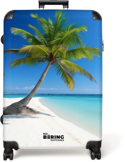 NoBoringSuitcases.com® - Koffer groot - Reiskoffer lichtgewicht - Palmbomen op strand - Rolkoffer met 4 wielen - Grote trolley XL - 98 liter bagage