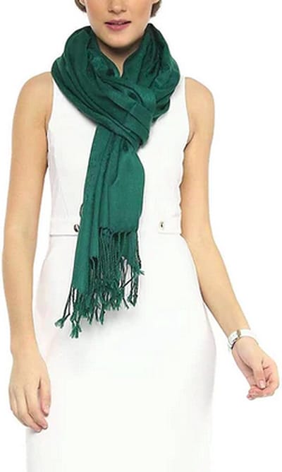 N3 Collecties Dames Zacht Warme Paisley Wol Geweven Sjaal/Stola: Groen