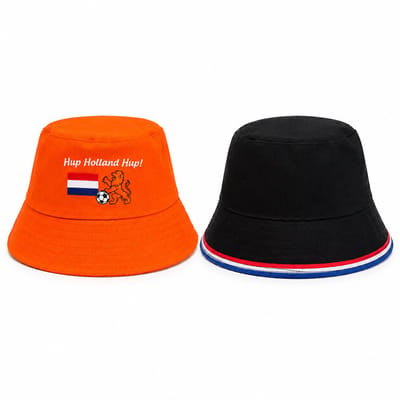 2x Bucket Hat Nederland – Oranje & Zwart – Hup Holland Hup – WK 2026 / Festival Hoedjes