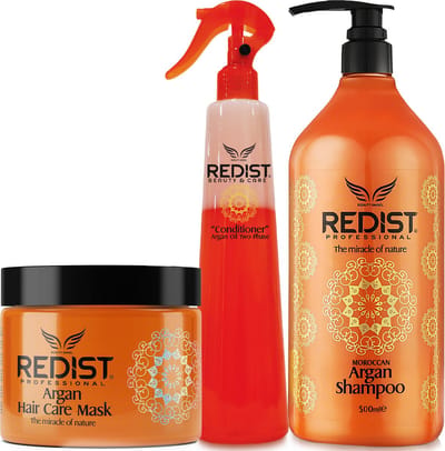 Redist Argan Haarverzorging Set 3-delige - Argan Shampoo 1000 ML-Argan Haarverzorgingsmasker 500 ML-Argan 2-fasen Haarconditioner 400 ML
