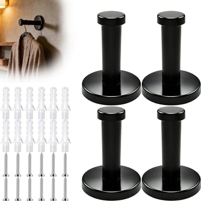 Set van 4 Ronde Wandhaken van RVS voor Kleding, Handdoeken en Jassen - Ideaal voor Keuken en Badkamer