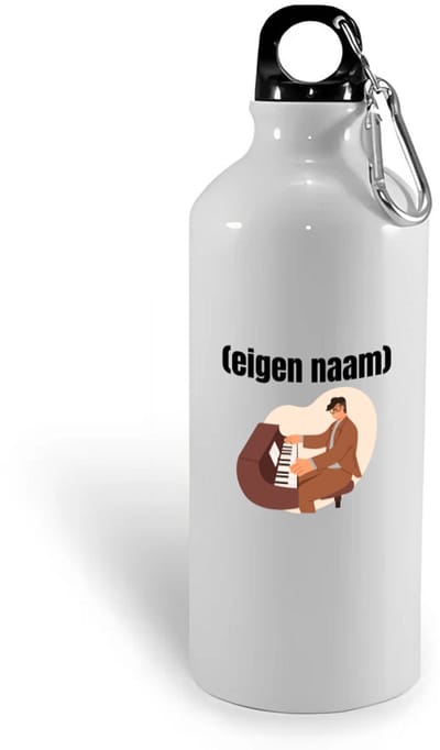 Hacebo® - piano man met eigen naam waterfles - Piano - muziek liefhebbers - iemand die houdt van piano spelen - verjaardag - cadeau - kado - water fles - 400ML