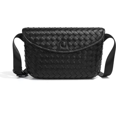 Taille tas met brede schouderband, Handgeweven damestas, Casual kleine crossbodytas voor over één schouder gray