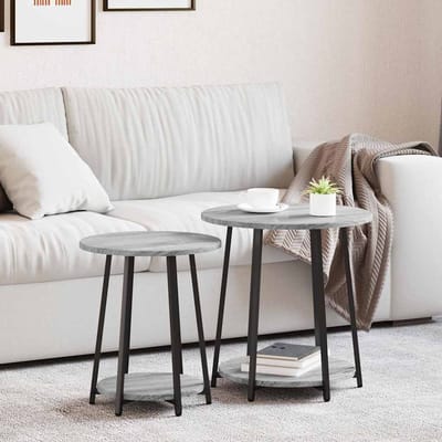 vidaXL - Bijzettafelset - 2 - st - Grijs - Sonoma - en - Zwart - 50 - x - 50 - x - 51 - cm