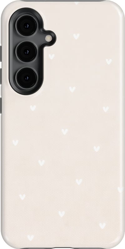 Tough Hoesje met Hartjes Samsung Galaxy S24 | Little Love Tough Case Geschikt voor Mag | Hartjes Print Backcover Samsung Galaxy S24 Ivory Hearts