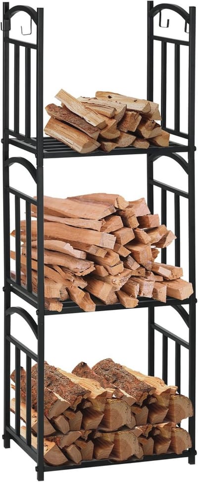 Modulaire Brandhoutrek voor Binnen en Buiten - 4 Haken, 46 x 32 x 126 cm