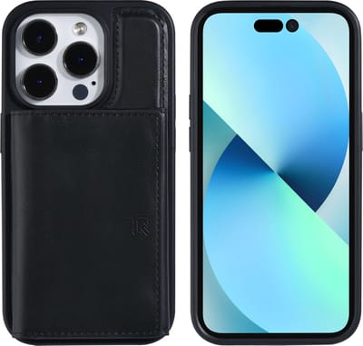 Zwart hoesje van UNIQ Accessory voor iPhone 14 Pro - Pasjeshouder - Magneetsluiting