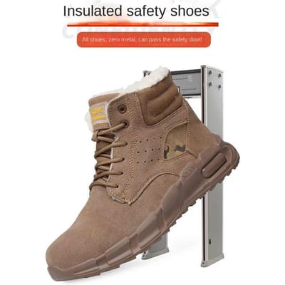 Fleece Verdikte Arbeidsverzekeringsschoenen, Winter Hoge Waterdichte Katoenen Schoenen, Stalen Neus Anti-verplettering en Anti-perforatie Bouwplaats Schoenen 46 brown
