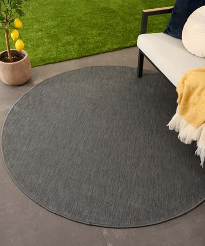 Buitenkleed rond effen - Flip grijs 160