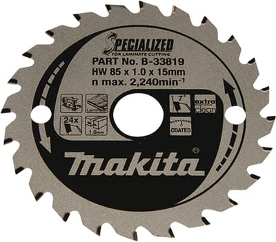 Makita Cirkelzaagblad voor Laminaat | Specialized: Gemelamineerd | Ø 85mm Asgat 15mm 24T - B-33819