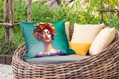 Buitenkussens - Vrouw - Hoodtooi - Tropisch - Fruit - Druiven - 60x40 cm - Weerbestendig